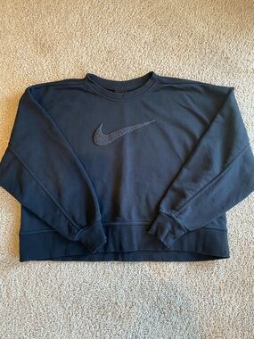 Nike Black Crew Sweatshirt with Embroidered Swoosh